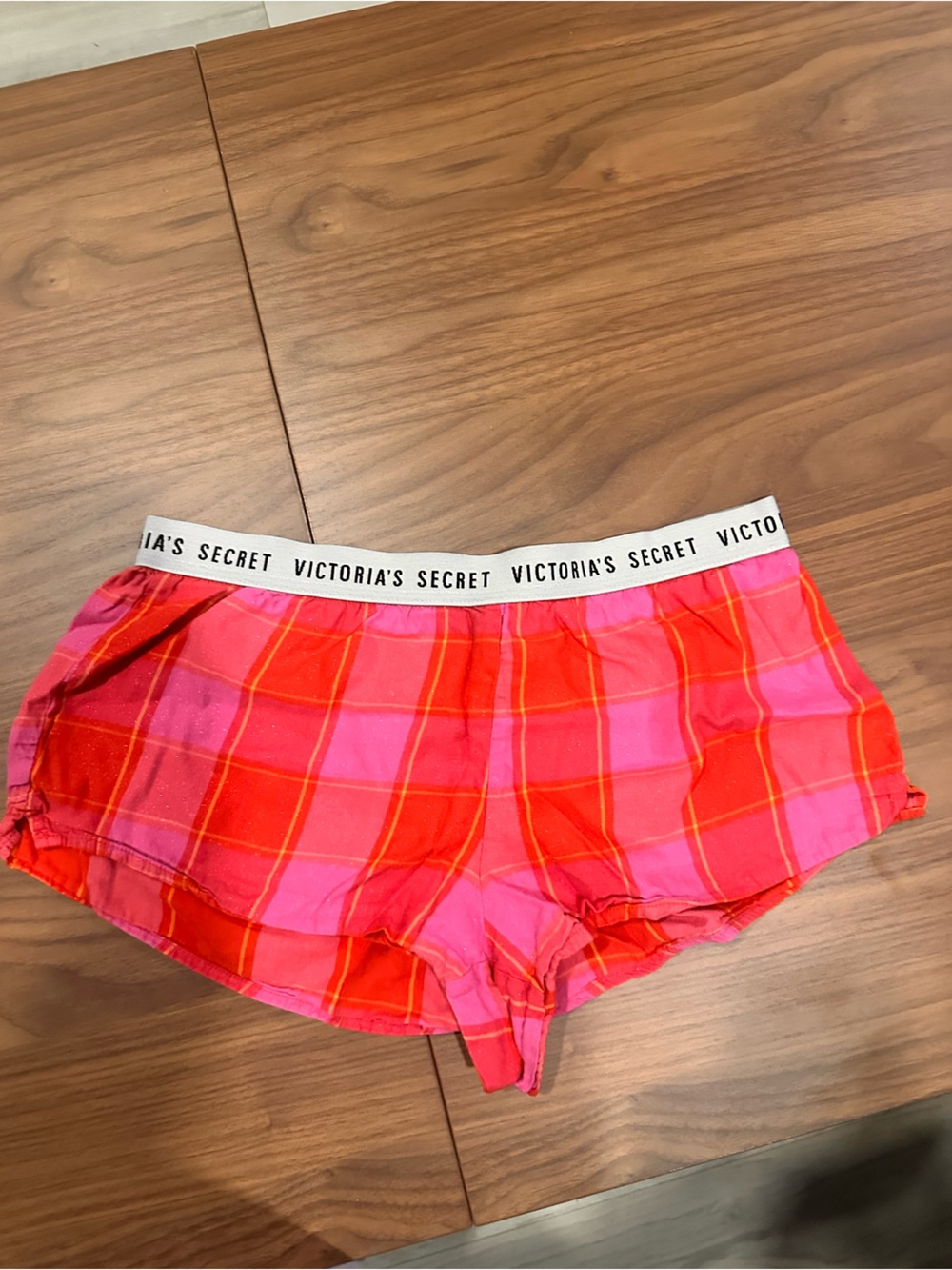 Victoria's Secret Pink and Red Plaid Kids Lounge Shorts